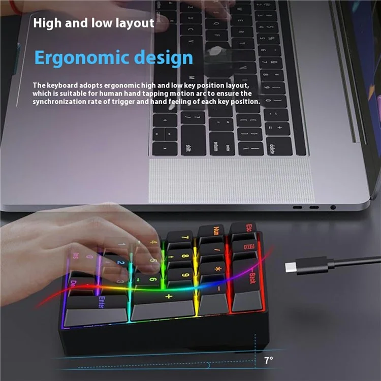 Y-FRUITFUL YF20 Laptop Mechanical Numeric Keypad 20 Keys RGB Backlit Wired External Mini Keyboard - White