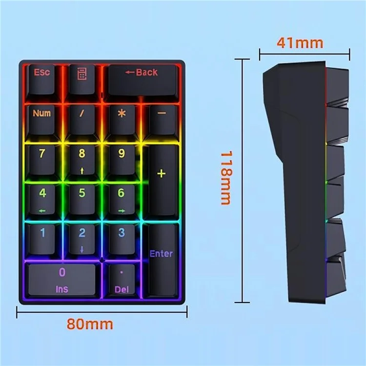 Y-FRUITFUL YF20 Laptop Mechanical Numeric Keypad 20 Keys RGB Backlit Wired External Mini Keyboard - White