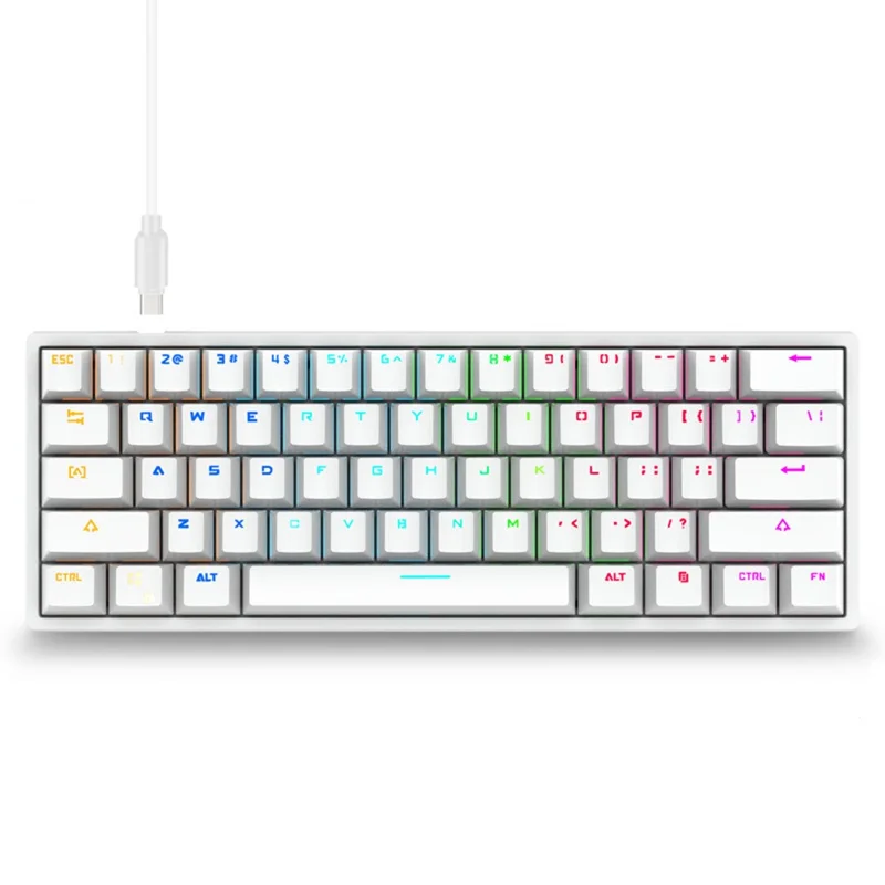 Y-FRUITFUL K33 61 Keys Type C Hot Swappable Mechanical Gaming Keyboard with RGB Light - White