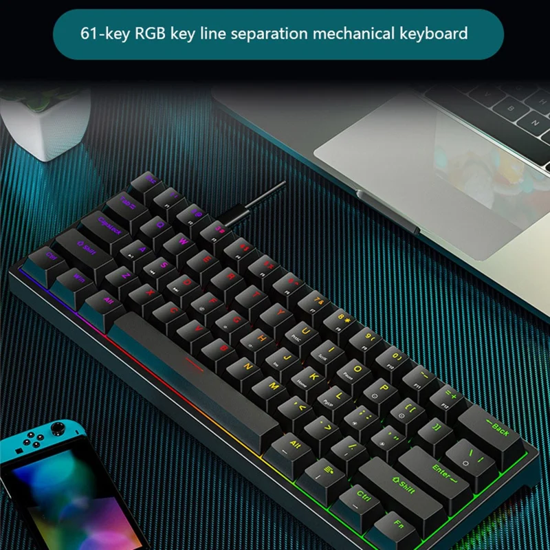Y-FRUITFUL K33 61 Keys Type C Hot Swappable Mechanical Gaming Keyboard with RGB Light - White