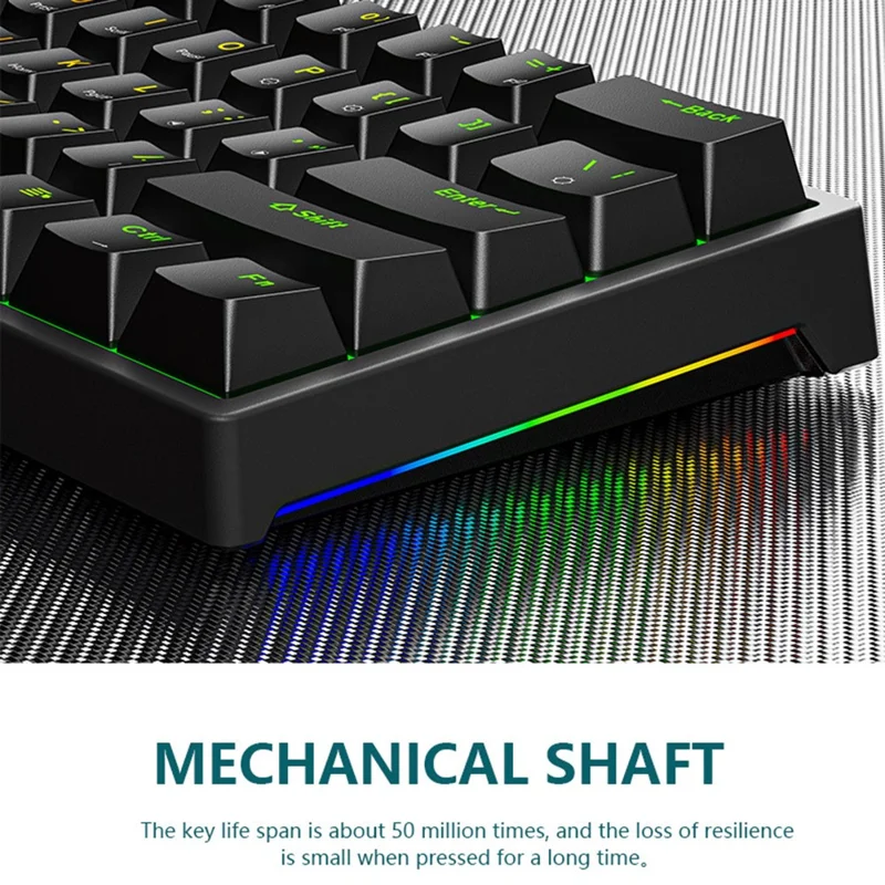 Y-FRUITFUL K33 61 Keys Type C Hot Swappable Mechanical Gaming Keyboard with RGB Light - Pink