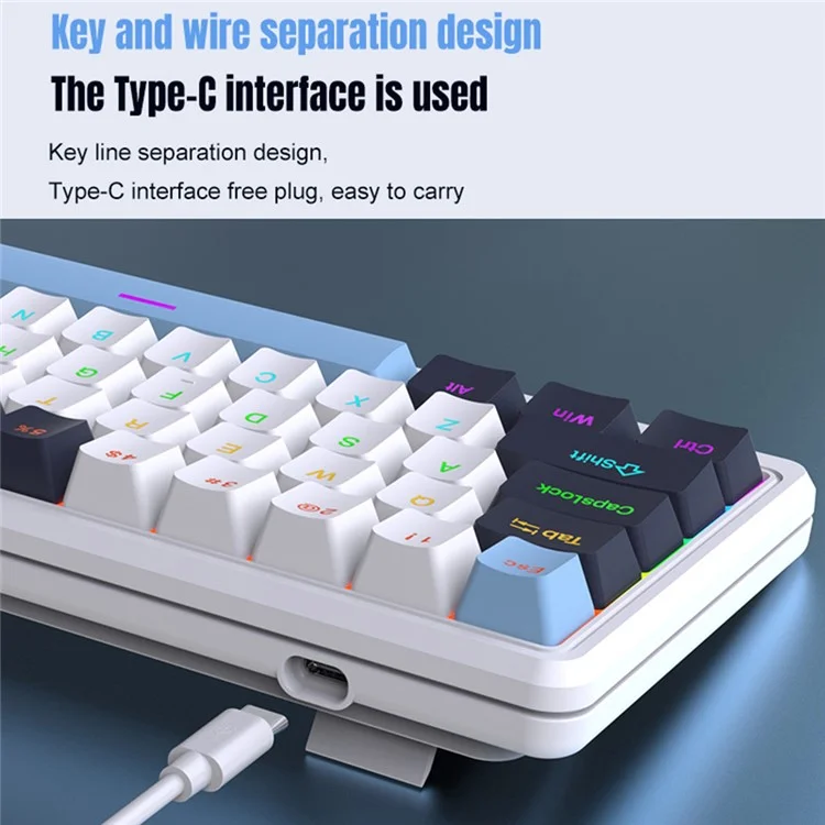 Y-FRUITFUL K78 mechanische Tastatur mit 78 Tasten, RGB-Hintergrundbeleuchtung, verkabelt für Gaming und Büro - Blau