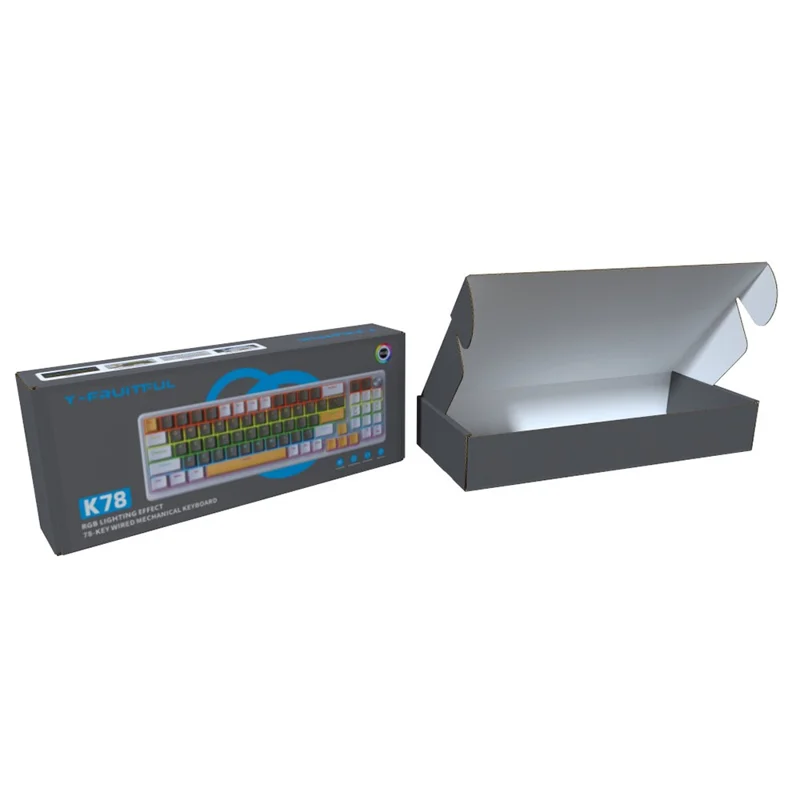 Y-FRUITFUL K78 Mechanical Keyboard 78 Keys RGB Backlit Wired Gaming Office Computer Keyboard - Brown