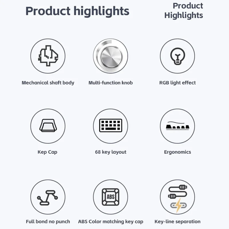 Y-FRUITFUL K78 Mechanical Keyboard 78 Keys RGB Backlit Wired Gaming Office Computer Keyboard - Brown