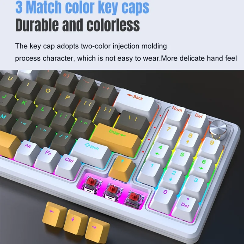 Y-FRUITFUL K78 Mechanical Keyboard 78 Keys RGB Backlit Wired Gaming Office Computer Keyboard - Brown