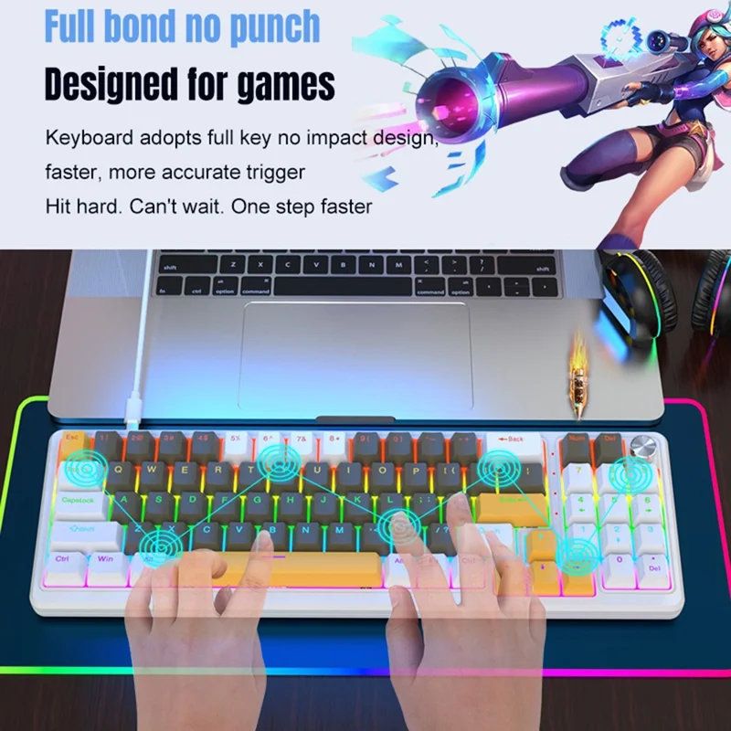 Y-FRUITFUL K78 Mechanical Keyboard 78 Keys RGB Backlit Wired Gaming Office Computer Keyboard - Brown