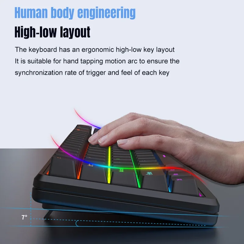 Y-FRUITFUL K78 Mechanical Keyboard 78 Keys RGB Backlit Wired Gaming Office Computer Keyboard - Brown