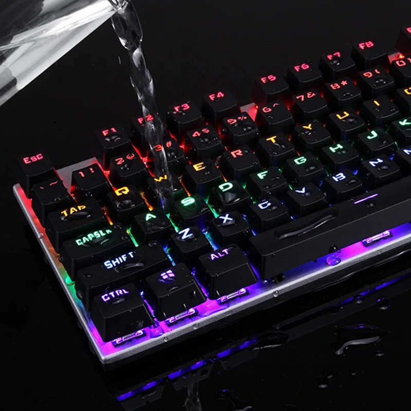 Y-FRUITFUL K137 Wired Mechanical Keyboard 104 Keys RGB Backlit Blue  /  Red Switch Gaming Keyboard - Red