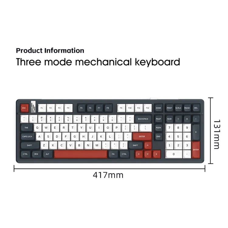 Y-FRUITFUL K102 102 Keys Tri-Mode Keyboard Gasket Structure Mechanical Gaming Keyboard with RGB Light - Titanium Blue