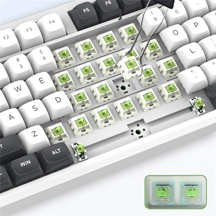 Y-FRUITFUL K102 102 Keys Tri-Mode Keyboard Gasket Structure Mechanical Gaming Keyboard with RGB Light - Titanium Blue
