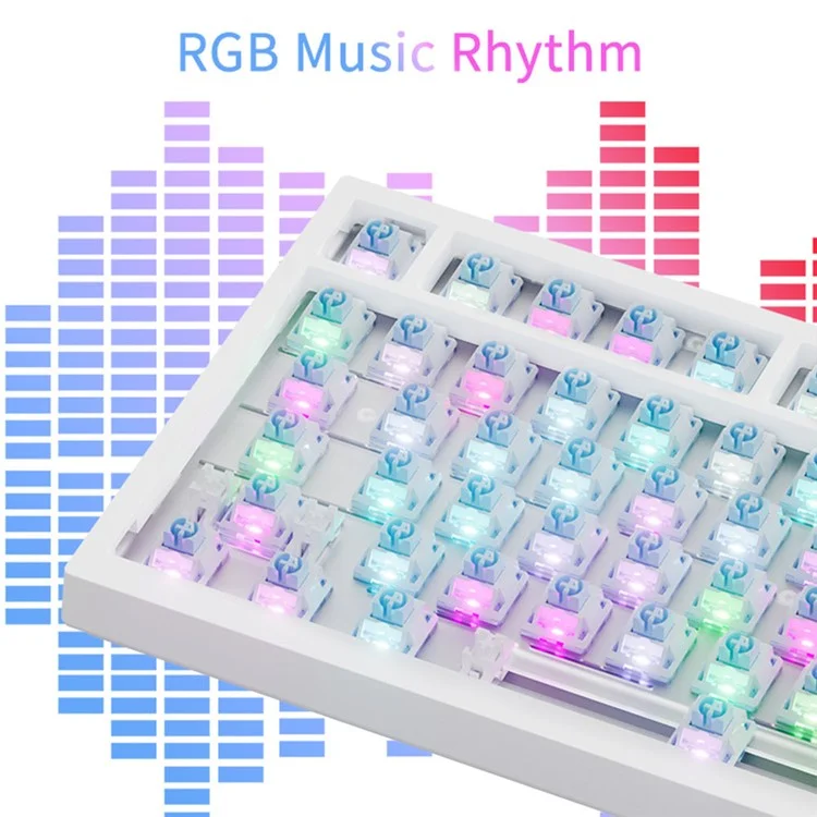 AJAZZ AK820pro Teclado mecánico inalámbrico Bluetooth Tri-Mode con interruptores Flying Fish, 81 teclas, teclado retroiluminado RGB - Negro / Gris / Amarillo