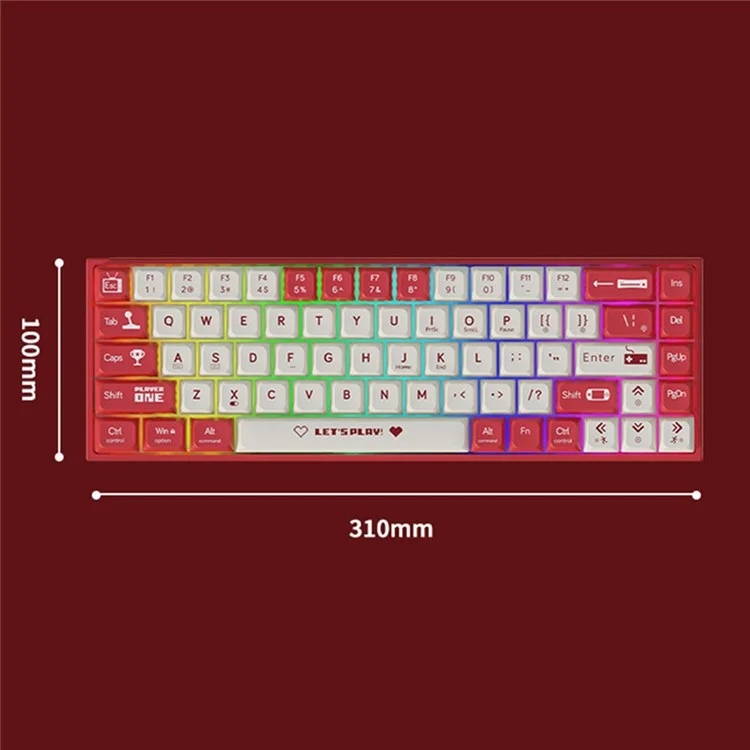 AJAZZ AK680 1,6 м проводная игровая клавиатура с 68 клавишами, переключаемыми механическими переключателями - Красные переключатели / Красно-белый