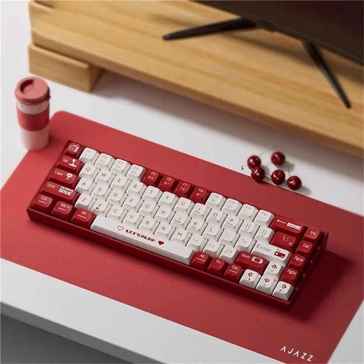 AJAZZ AK680 1,6 м проводная игровая клавиатура с 68 клавишами, переключаемыми механическими переключателями - Красные переключатели / Красно-белый