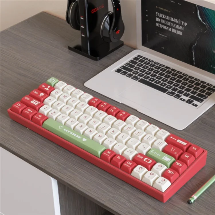 AJAZZ AK680 1,6 м проводная игровая клавиатура с 68 клавишами, переключаемыми механическими переключателями - Красные переключатели / Красно-белый