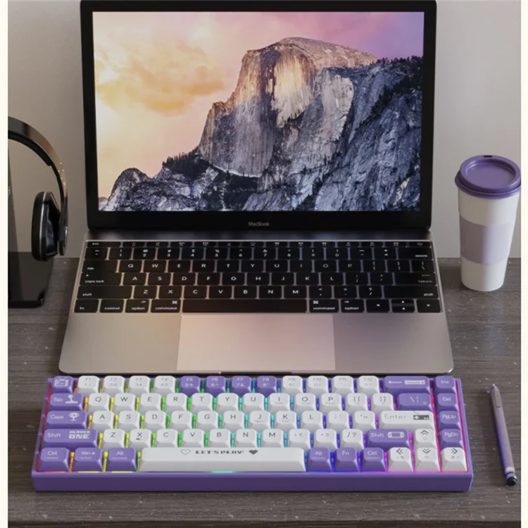 AJAZZ AK680 1,6 м проводная игровая клавиатура с 68 клавишами, переключаемыми механическими переключателями - Красные переключатели / Красно-белый