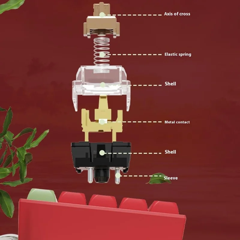 AJAZZ AK680 1.6m USB Wired Gaming Keyboard 68 Keys Hot Swappable Mechanical Keyboard - Brown Switch / Red+White