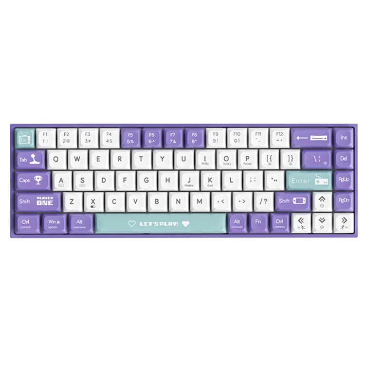 AJAZZ AK680 Teclado mecánico de juego con cable USB de 1,6 m, 68 teclas, intercambiable - Interruptor rojo / Púrpura+Blanco