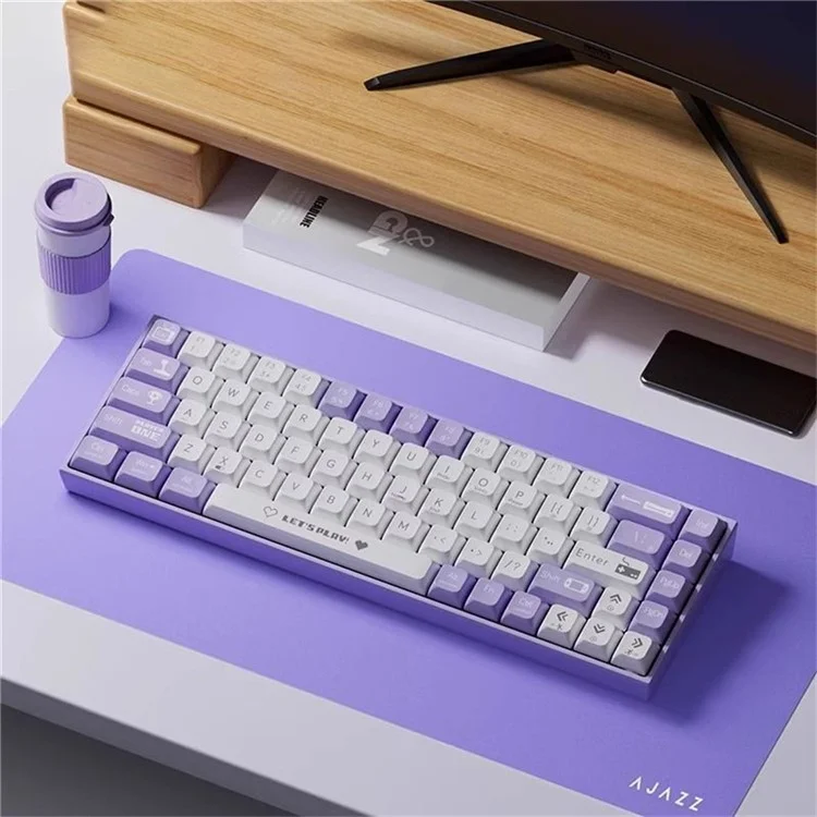 AJAZZ AK680 Teclado mecánico de juego con cable USB de 1,6 m, 68 teclas, intercambiable - Interruptor rojo / Púrpura+Blanco