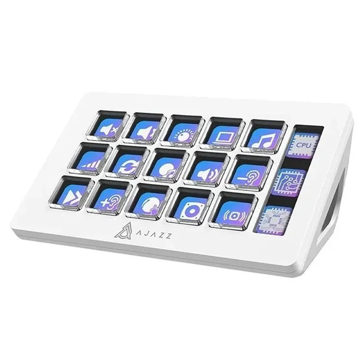 AJAZZ AKP153E Desktop Assistant Console Panel Custom Programming Intelligent Display 15 Keys Mini Keyboard - White