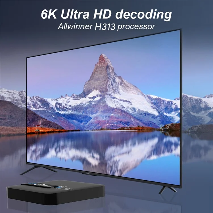 H20 Pro Smart TV Box Android 10.0 6K Ultra HD Media Player with Remote Control - EU Plug