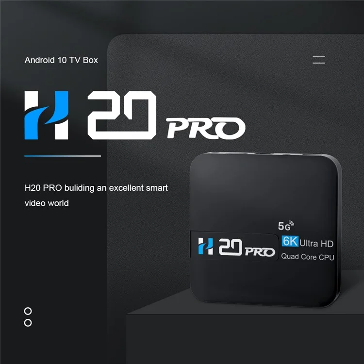 H20 Pro Smart TV Box Android 10.0 6K Ultra HD Media Player with Remote Control - EU Plug
