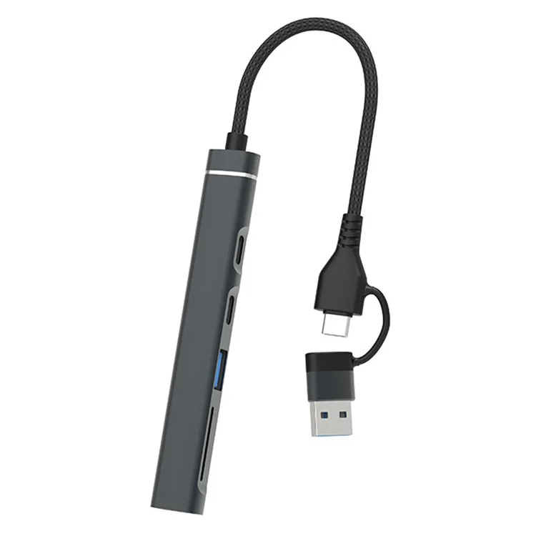 CHB025S USB-C Hub USB-A Multiport Docking Station with USB 2.0, 2xUSB-C SD / TF Card Reader for Laptop / PC