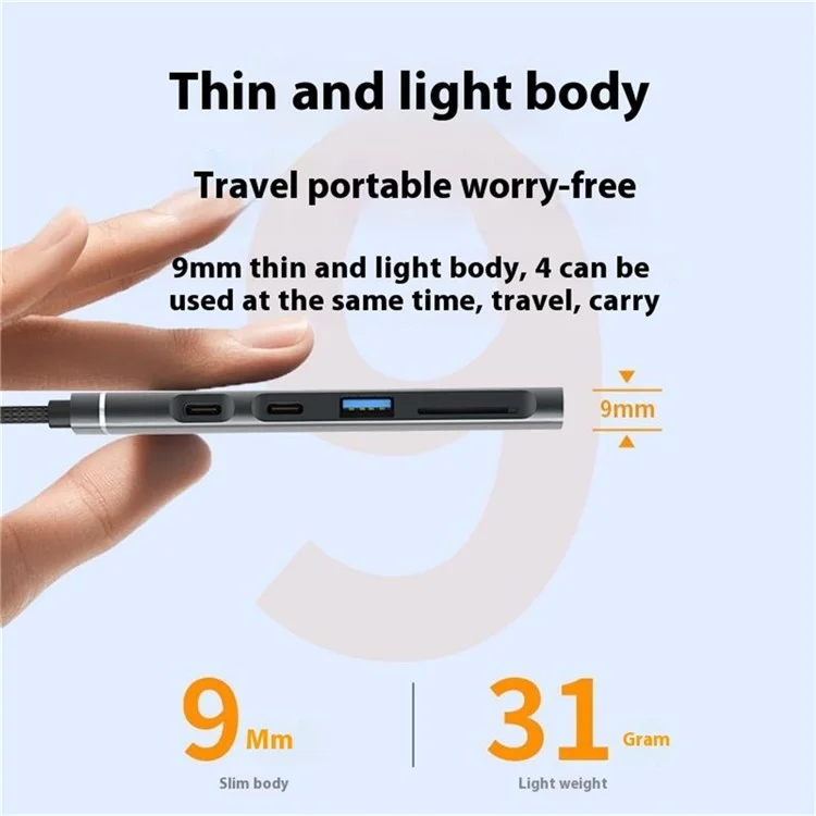 CHB025S USB-C Hub USB-A Multiport Docking Station with USB 2.0, 2xUSB-C SD / TF Card Reader for Laptop / PC