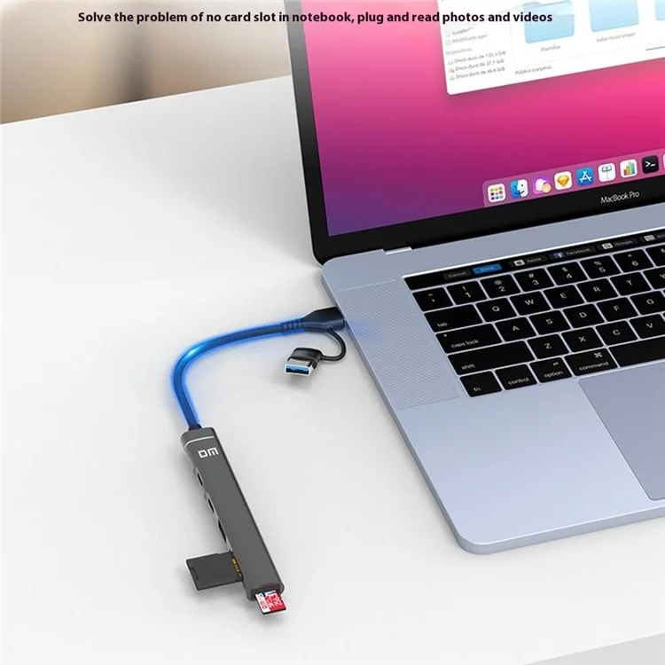 CHB025S USB-C Hub USB-A Multiport Docking Station with USB 2.0, 2xUSB-C SD / TF Card Reader for Laptop / PC