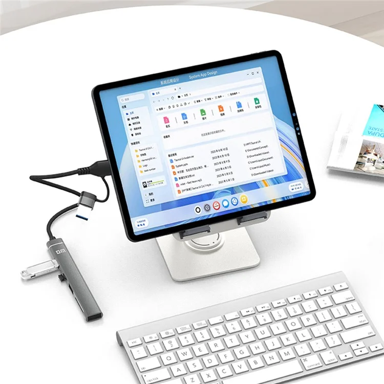 CHB025S USB-C Hub USB-A Multiport Docking Station with USB 2.0, 2xUSB-C SD / TF Card Reader for Laptop / PC