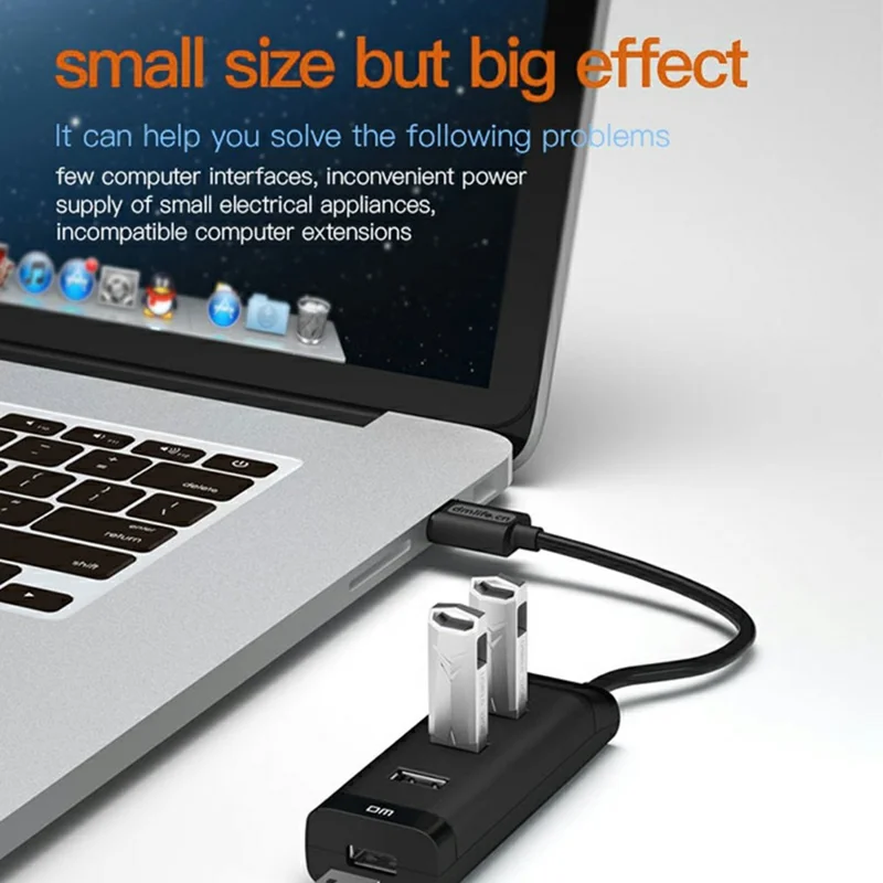 DM CHB005 Concentrateur USB à 4 ports Répartiteur Haute Vitesse avec Interrupteurs Indépendants pour Ordinateur Portable