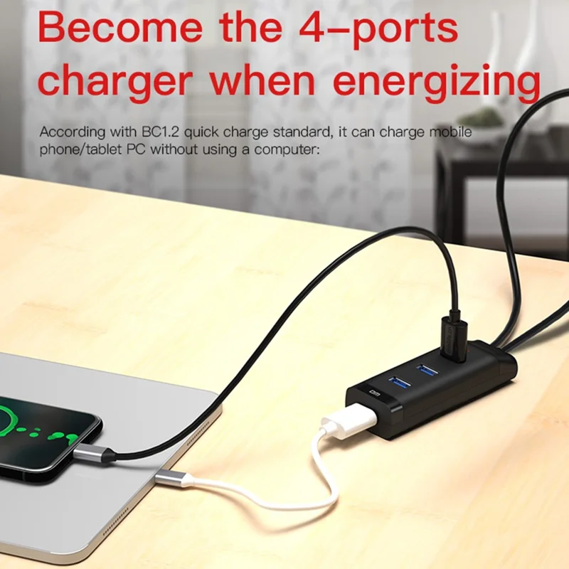 DM CHB007 4 Ports USB 3.0 Hub 5Gbps High Speed Transfer Docking Station with 30cm Cable
