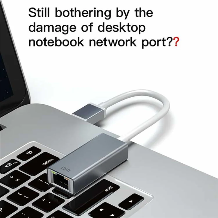 DM CHB018 Adattatore Ethernet USB 2.0 a RJ45 con cavo da 30 cm Convertitore di rete 100 Mbps per laptop