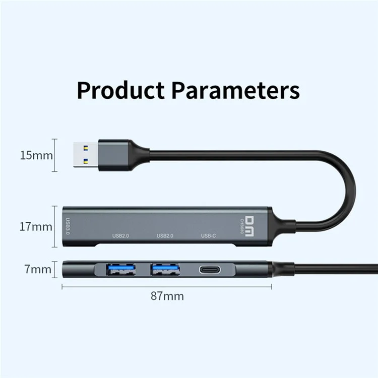 DM CHB080 USB-Hub mit 3 Anschlüssen USB 3.0 + 2 USB 2.0 Erweiterungsdock mit Type-C Power Delivery für USB-Stick / Festplatte