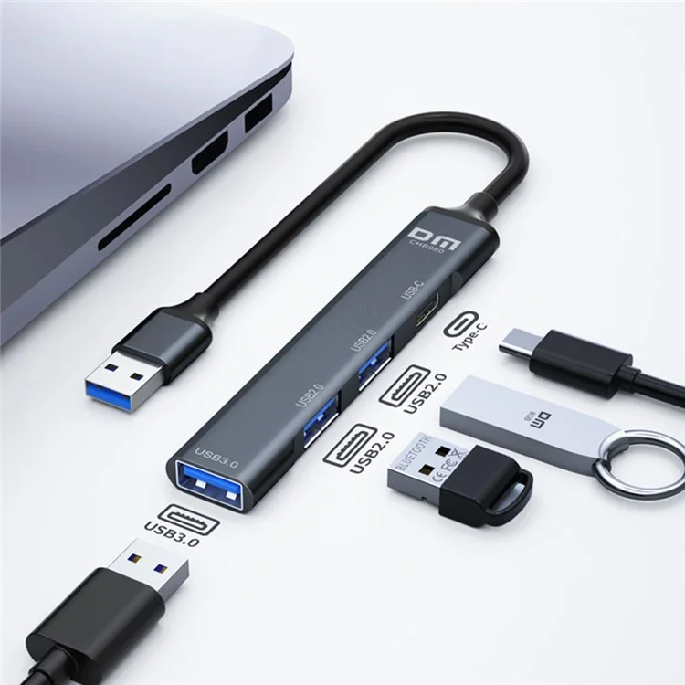 DM CHB080 USB-Hub mit 3 Anschlüssen USB 3.0 + 2 USB 2.0 Erweiterungsdock mit Type-C Power Delivery für USB-Stick / Festplatte