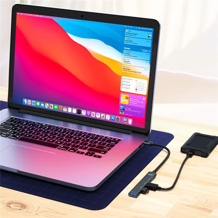 DM CHB080 USB-Hub mit 3 Anschlüssen USB 3.0 + 2 USB 2.0 Erweiterungsdock mit Type-C Power Delivery für USB-Stick / Festplatte