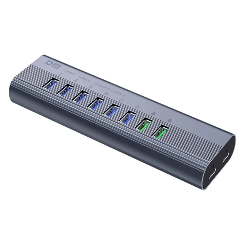 DM CHB027 Portable 10 Ports USB 3.0 Hub with PD 18W Fast Charging Port Expansion Dock