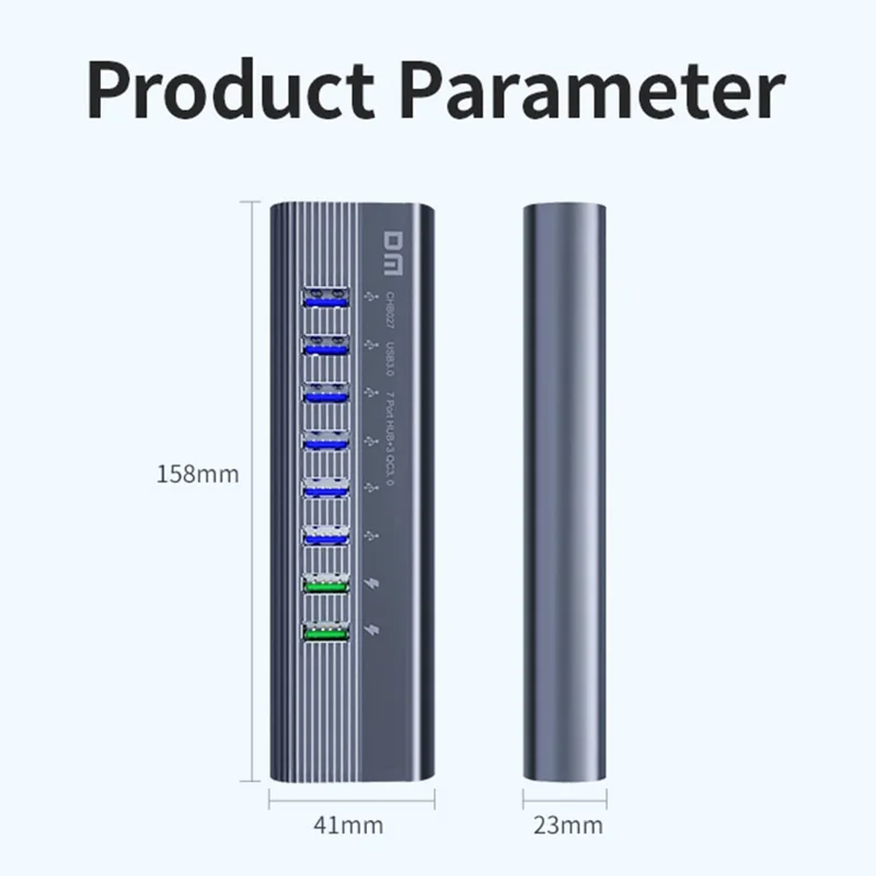 DM CHB027 Portable 10 Ports USB 3.0 Hub with PD 18W Fast Charging Port Expansion Dock
