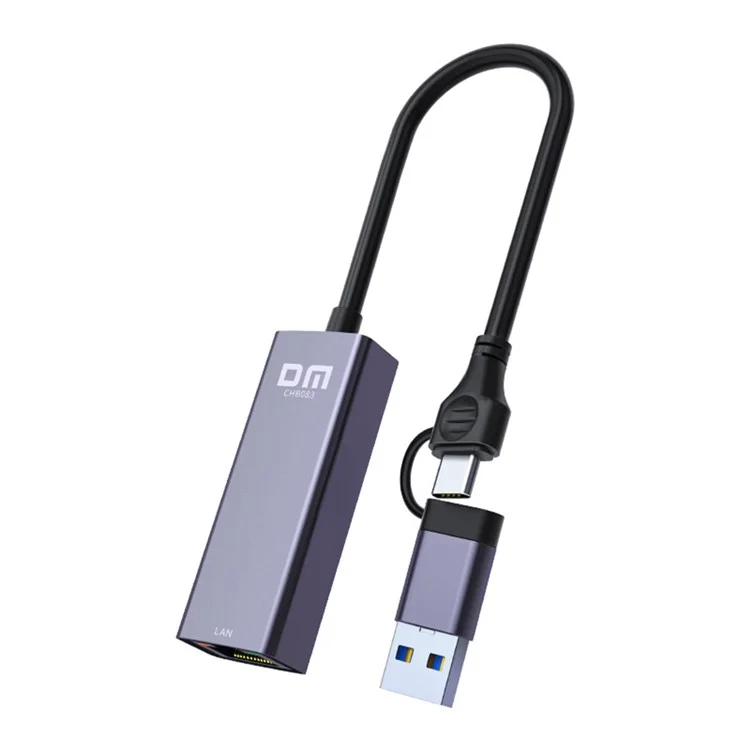 DM CHB083 Gigabit Ethernet Hub USB Type-C 2-in-1 Network Adapter 1000Mbps For Gaming Streaming Office