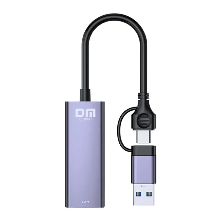 DM CHB083 Gigabit Ethernet Hub USB Type-C 2-in-1 Network Adapter 1000Mbps For Gaming Streaming Office