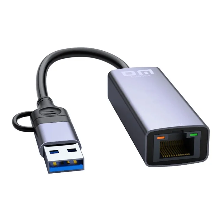 DM CHB083 Gigabit Ethernet Hub USB Type-C 2-in-1 Network Adapter 1000Mbps For Gaming Streaming Office