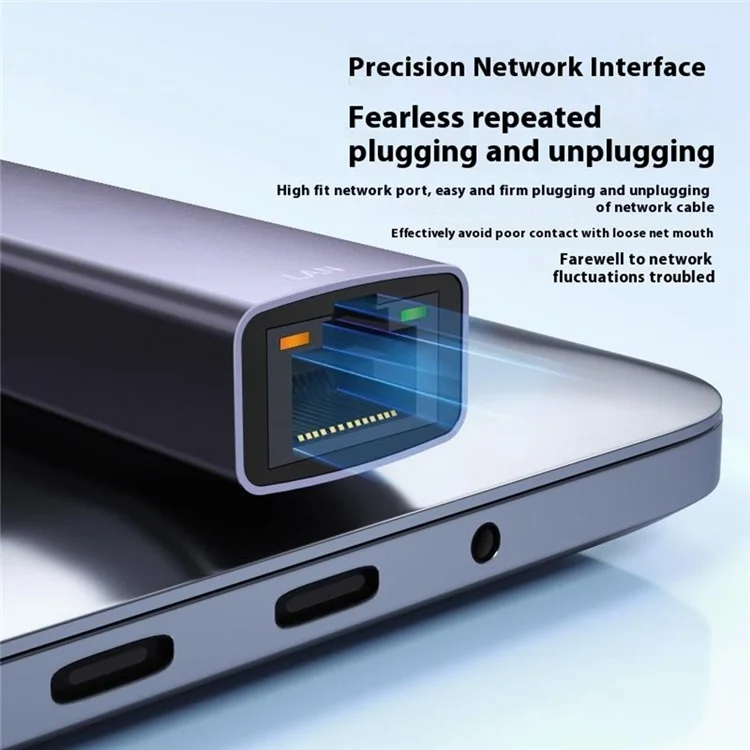 DM CHB083 Gigabit Ethernet Hub USB Type-C 2-in-1 Network Adapter 1000Mbps For Gaming Streaming Office