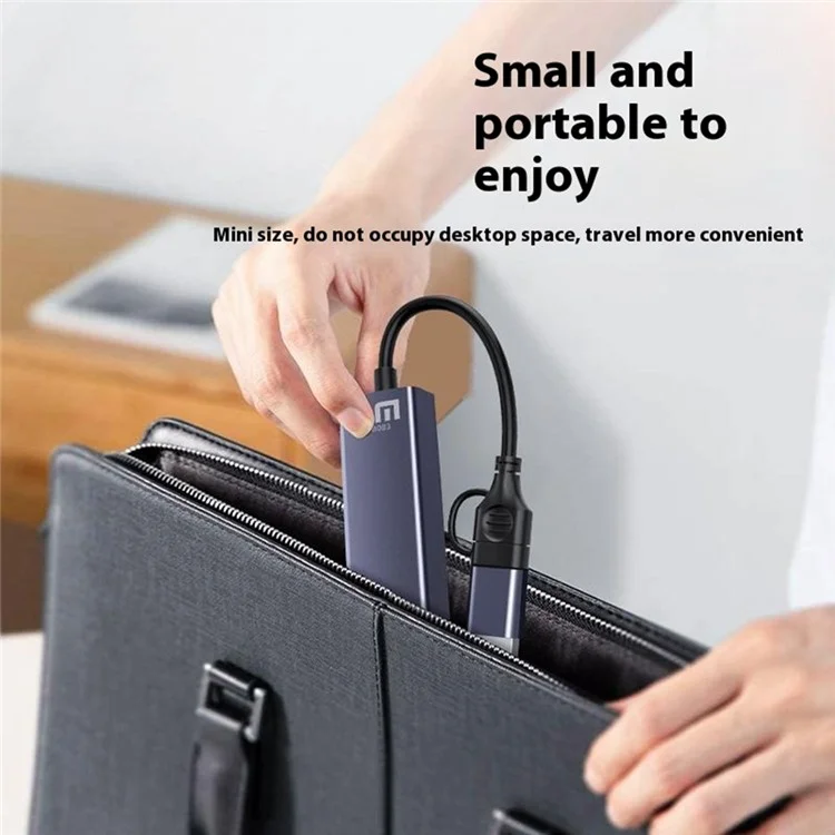 DM CHB083 Gigabit Ethernet Hub USB Type-C 2-in-1 Network Adapter 1000Mbps For Gaming Streaming Office