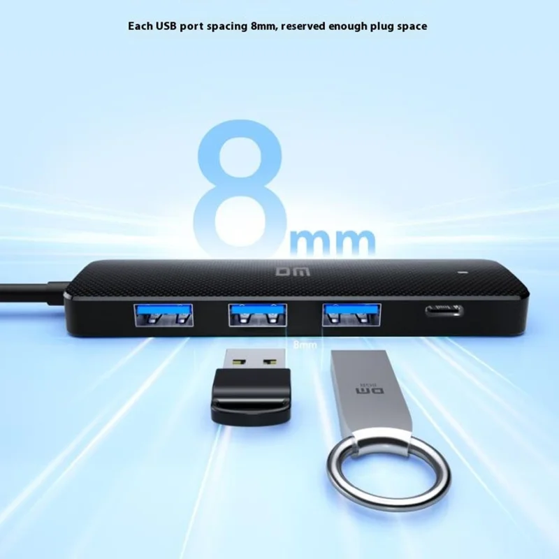 DM CHB037 4 Port USB Hub USB 3.2 High Speed 5Gbps Data Transfer Adapter For Multiple Devices