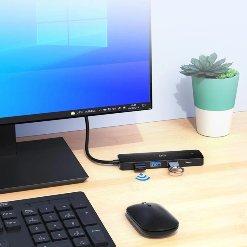 DM CHB037 4 Port USB Hub USB 3.2 High Speed 5Gbps Data Transfer Adapter For Multiple Devices