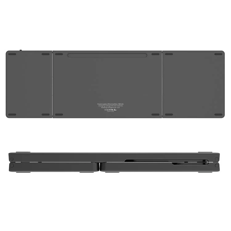 KF86 MAX Foldable Wireless Bluetooth-Compatible Keyboard with Touchpad + Leather Case - Grey