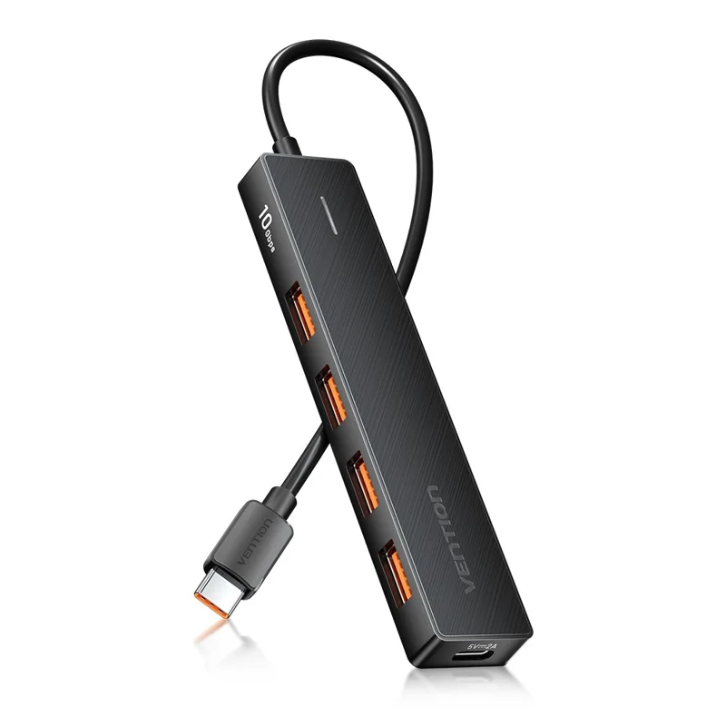 Hub USB VENTION CHJBB 3.2 Gen 2 com 4 Portas USB-A + 1 Porta Tipo C para Transferência de Dados de 10Gbps
