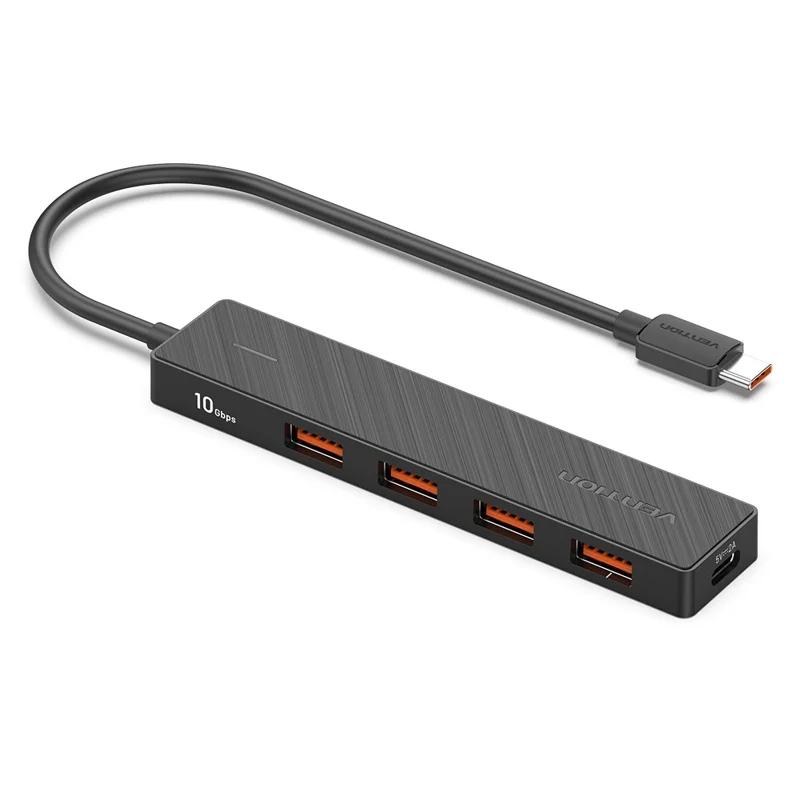 Hub USB VENTION CHJBB 3.2 Gen 2 com 4 Portas USB-A + 1 Porta Tipo C para Transferência de Dados de 10Gbps