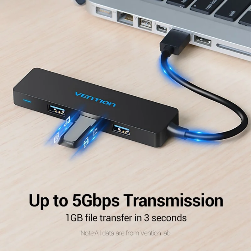 VENTION CHKBB 4 Ports USB 3.0 Hub High Speed Data Transfer Docking Station for Desktop PC / Laptop