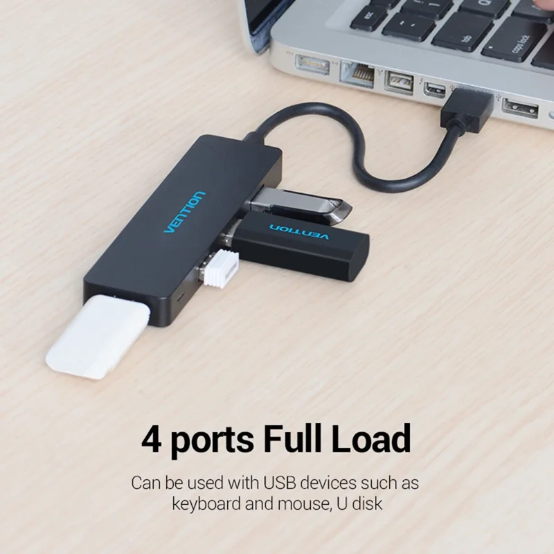 VENTION CHKBB 4 Ports USB 3.0 Hub High Speed Data Transfer Docking Station for Desktop PC / Laptop