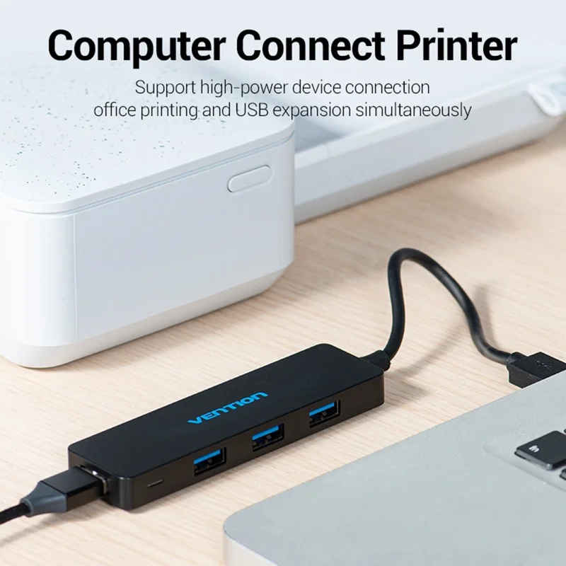 VENTION CHKBB 4 Ports USB 3.0 Hub High Speed Data Transfer Docking Station for Desktop PC / Laptop